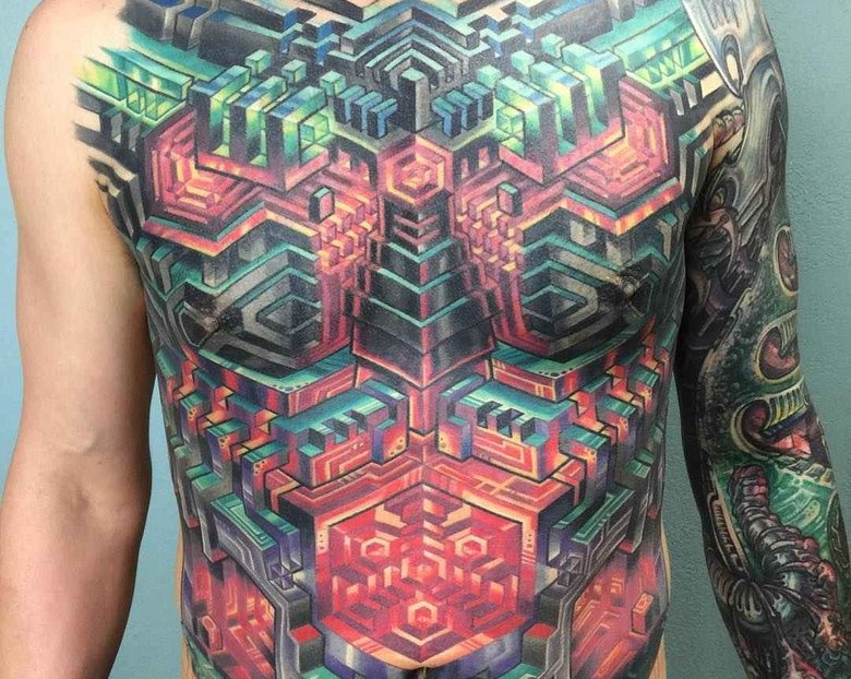 Футуризм в татуировках Mike Cole